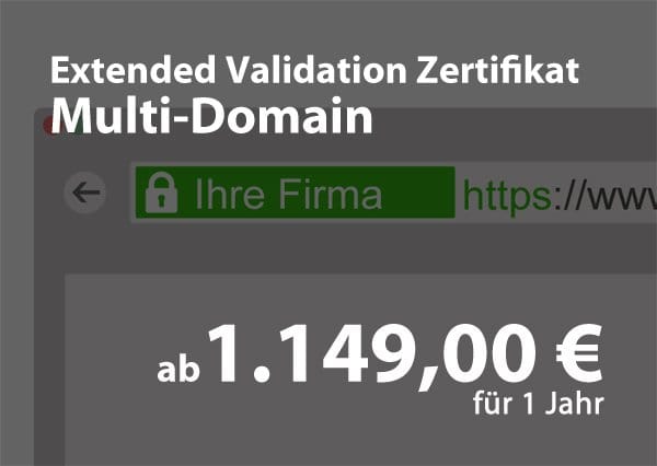 Extended-Validiertes – Multi Domain Zertifikat für 1.149€