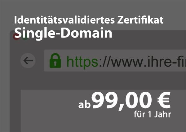 Identitäts-Validiertes – Single Domain Zertifikat für 99€