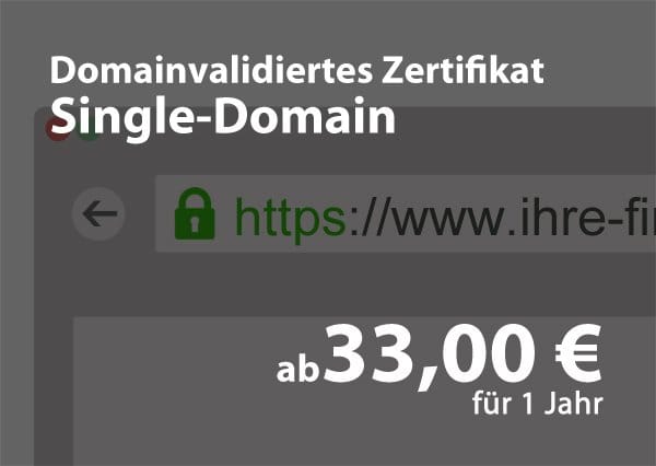 Domain-Validiertes – Single Domain Zertifikat für 39€